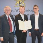 Ministerialdirektor Julian Würtenberger, Martin Lampe und Christhard Deutscher, EDEKA Südwest