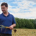 Der Landwirt mit Getreide in der Hand