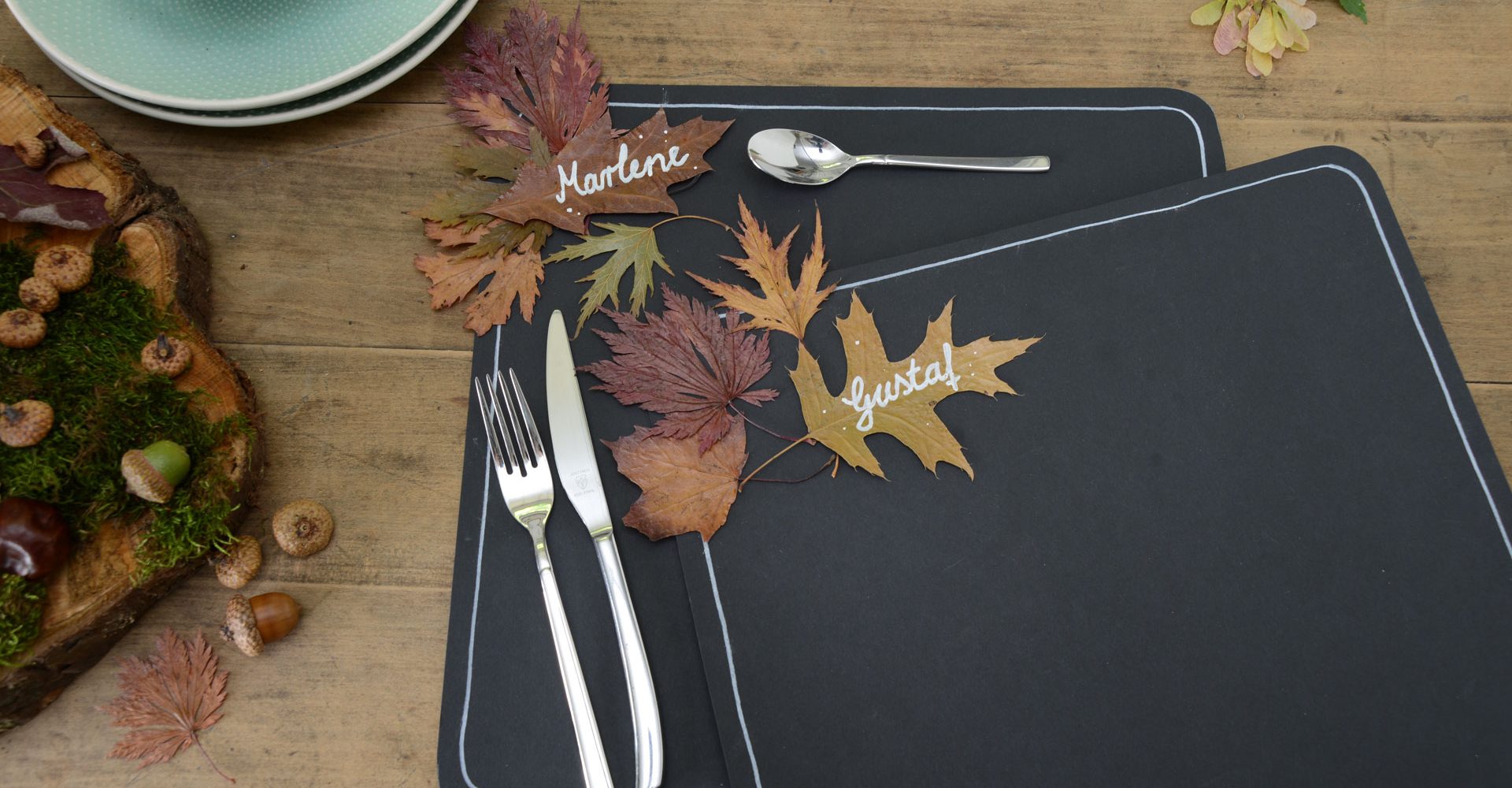Herbstdeko Platzset mit Naurmaterialien